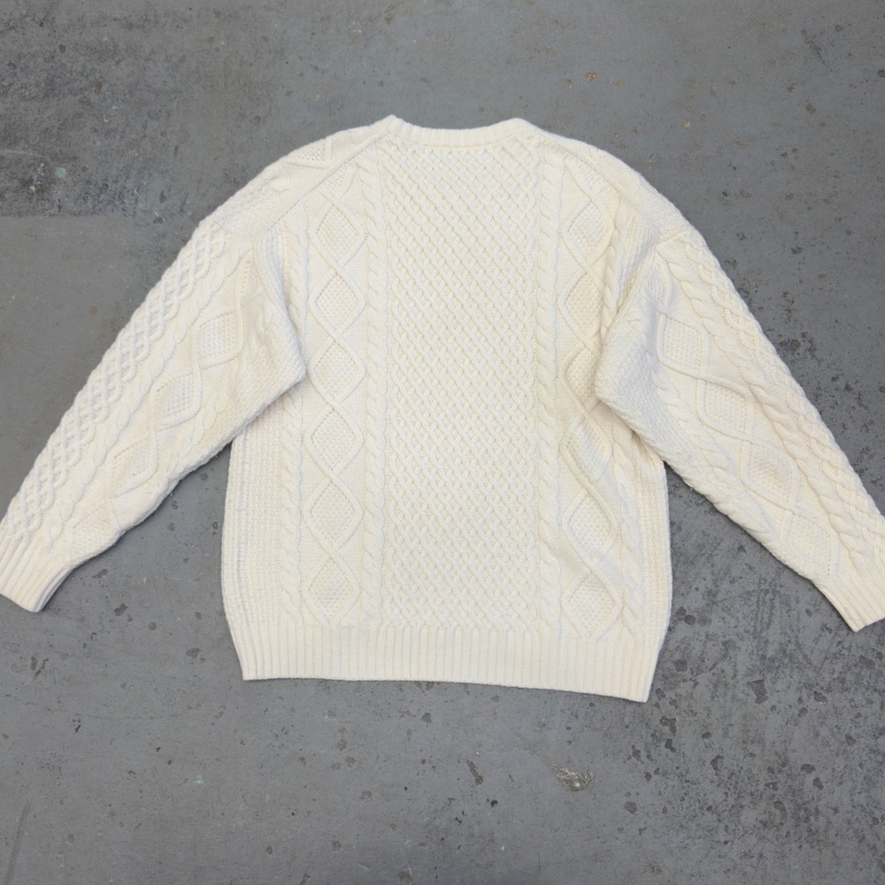 Aritzia Sunday Best Cream Wool Blend Cable Knit Sweater Small White Crewneck - Picture 7 of 9